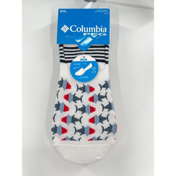 Columbia Other - Columbia Men's PFG Patriot Liner Sock No-Show 3 Pair sz 6-12 Fish Red/White/Blue